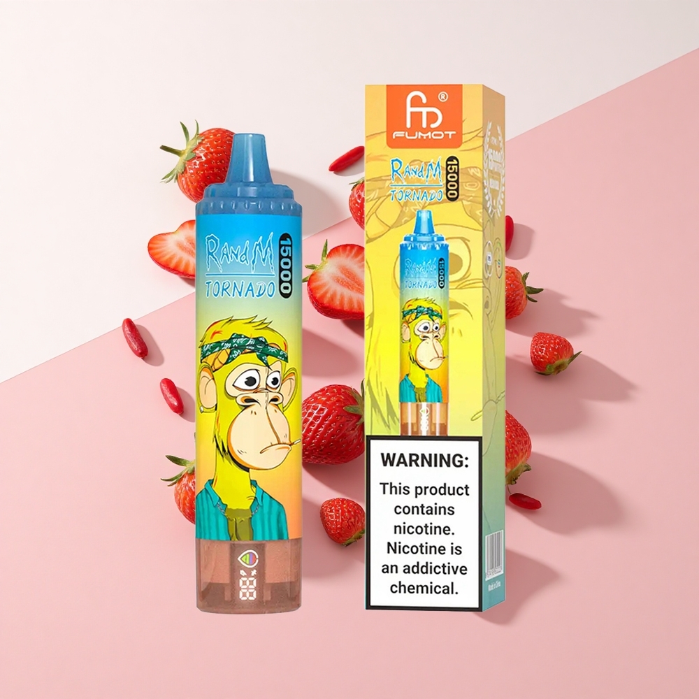 RandM Fumot Tornado 15000 Puffs いちご 25ml Meshコイル USB Type-C