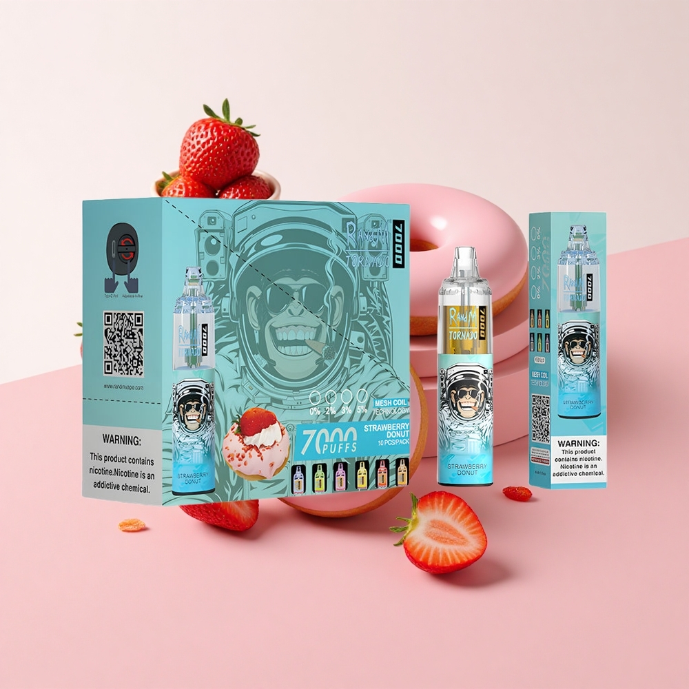 RandM Fumot Tornado 7000 ストロベリードーナツ 14ML E-liquid 850MAH Battery
