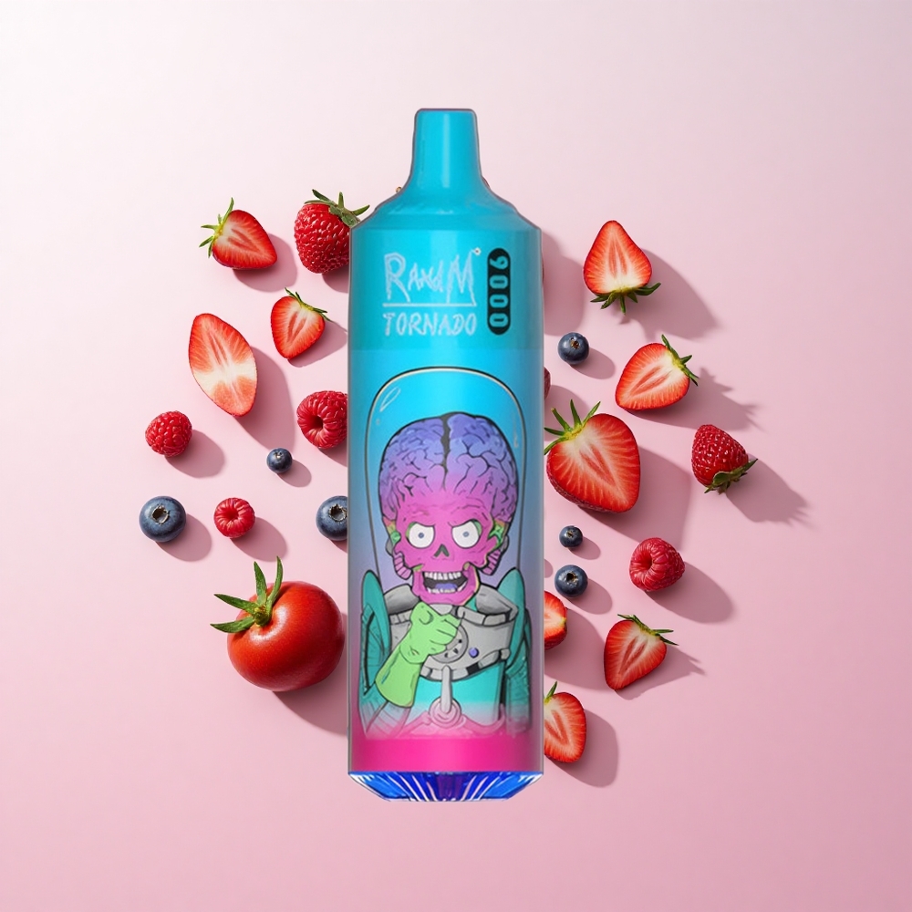 RandM Fumot Tornado 9000 Puffs ブルーベリーレッドラズベリー 850mAh充電式 18mLメッシュコイル