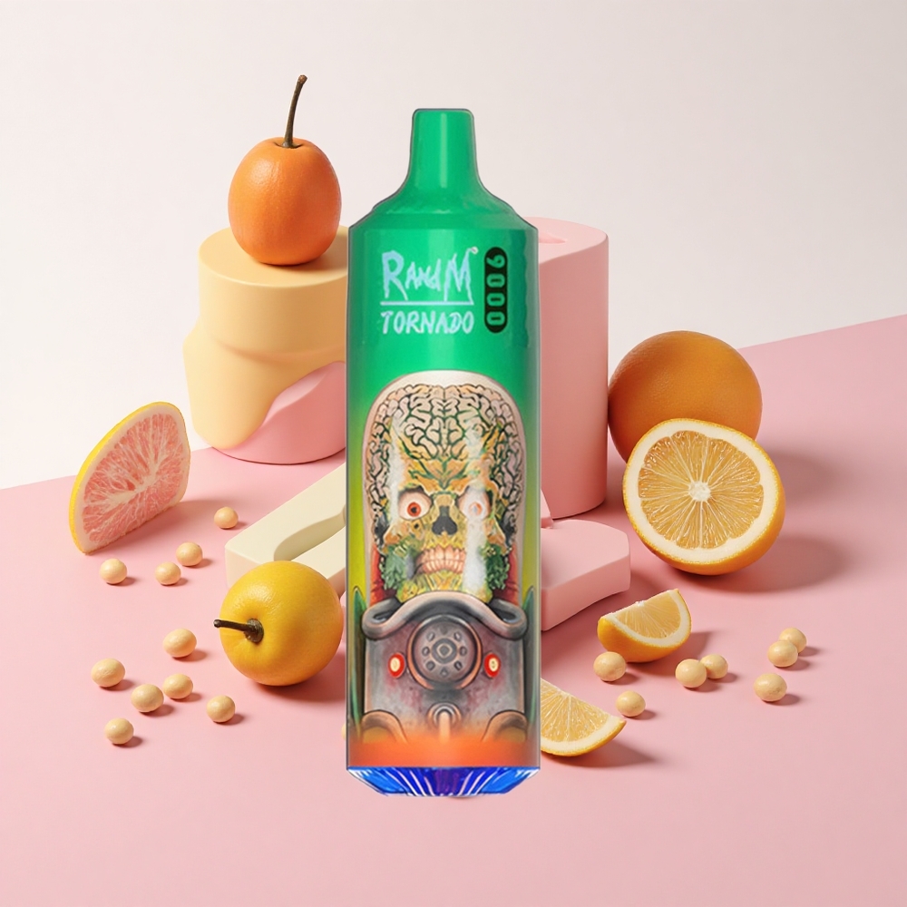 RandM Fumot Tornado 9000 Puffs レインボーキャンディ 850mAh充電式 18mLメッシュコイル