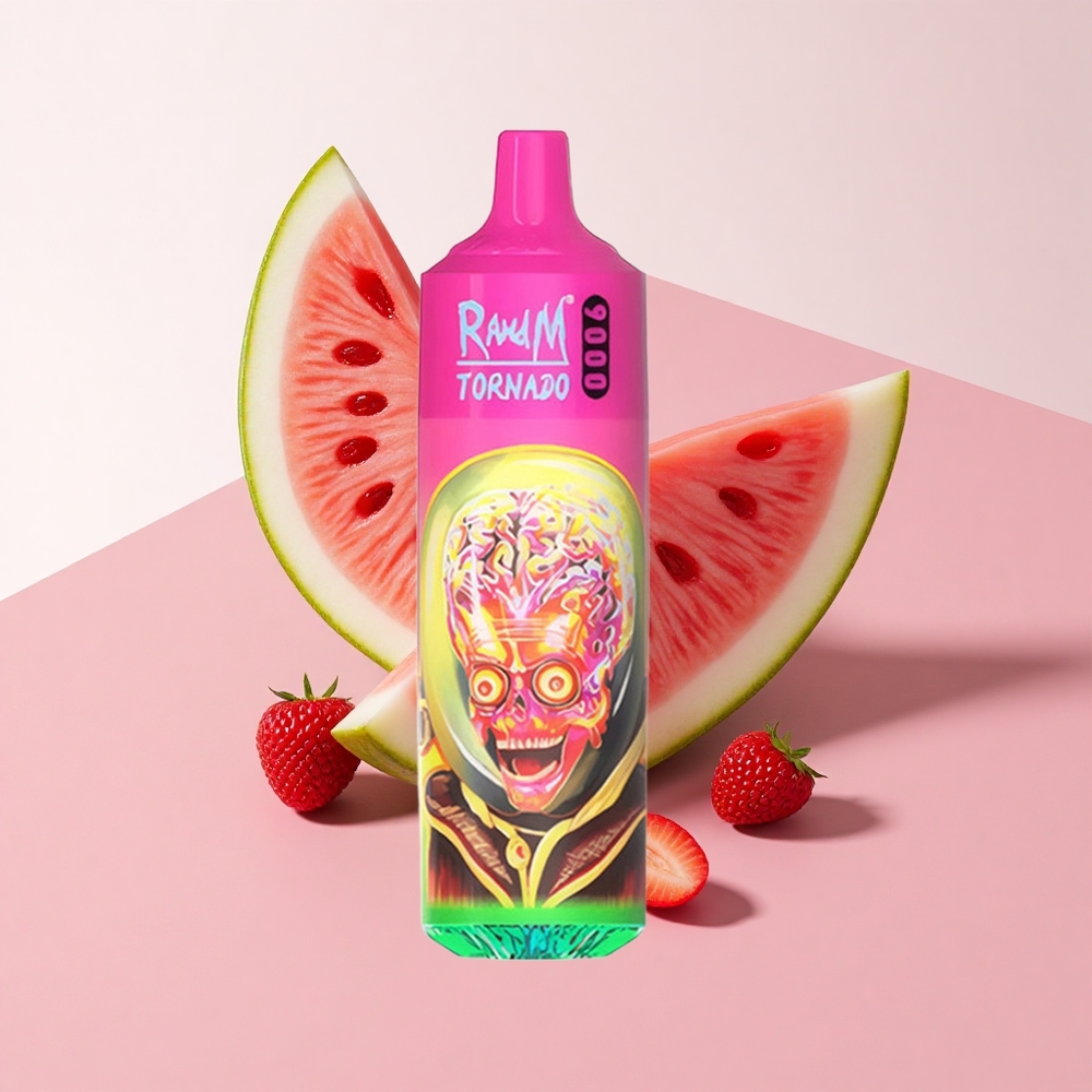 RandM Fumot Tornado 9000 Puffs ラズベリーウォーターメロン 850mAh充電式 18mLメッシュコイル