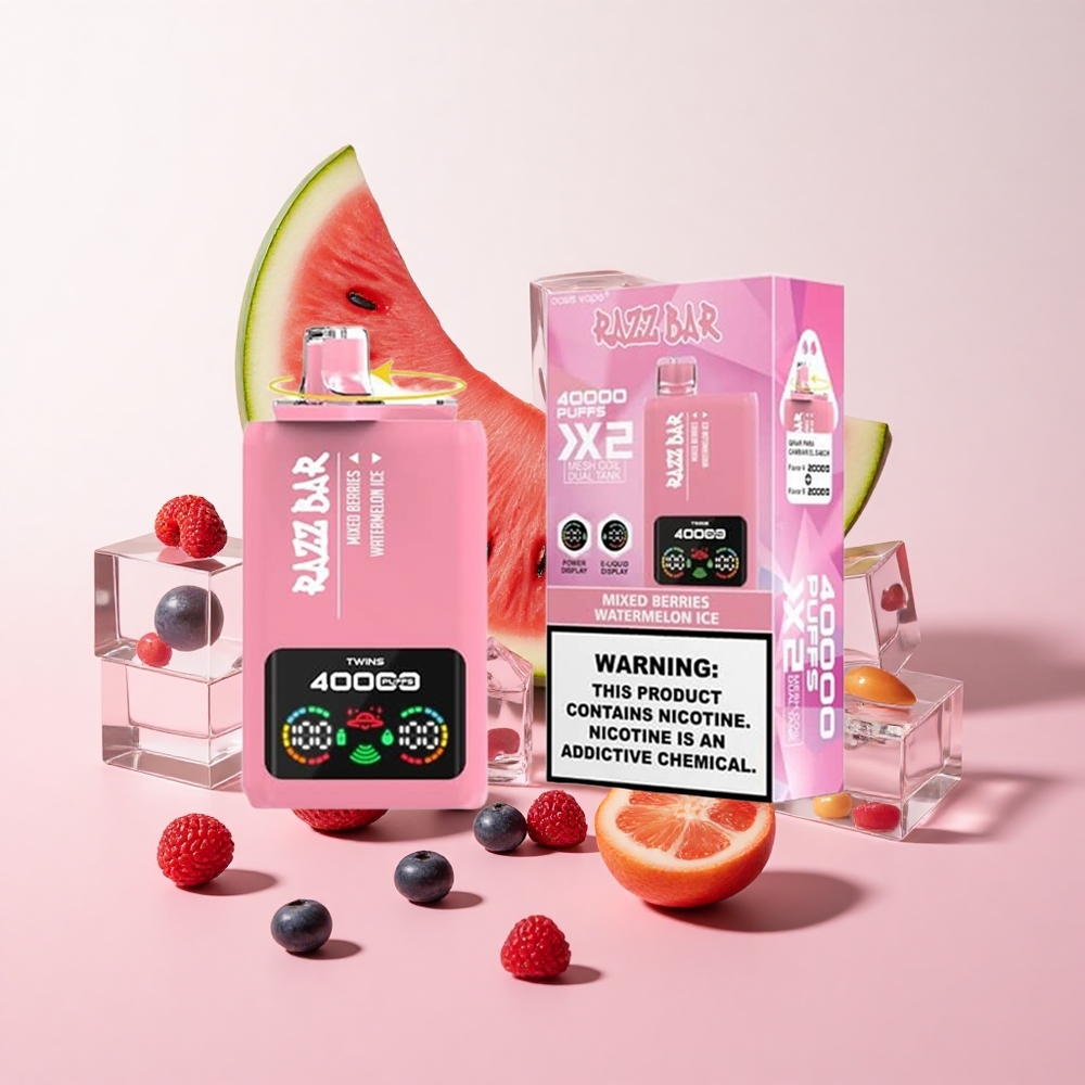 Razz Bar 40000 Puffs ディスポーザブルベイプ ミックスベリー＆ウォーターメロンアイス 1.0Ohm 2メッシュコイル 650Mahバッテリー