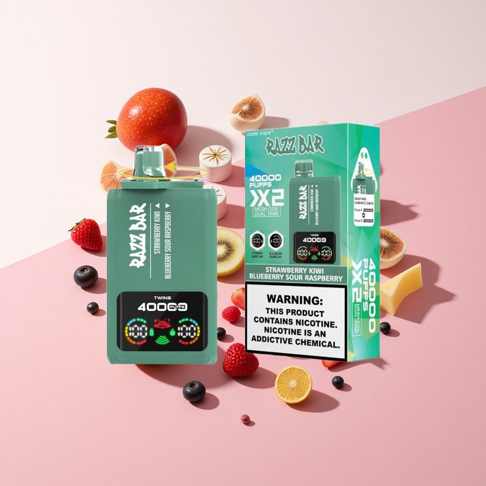 Razz Bar 40000 Puffs ディスポーザブルベイプ ストロベリーキウイ＆ブルーベリーサワーラズベリー 1.0Ohm 2メッシュコイル 650mAhバッテリー
