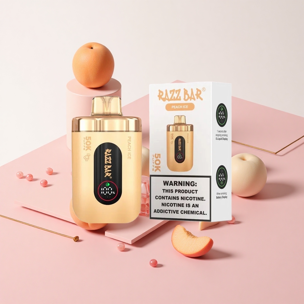 Razz Bar 50K Puffs ピーチアイス 1.0オームメッシュコイル タイプC充電式