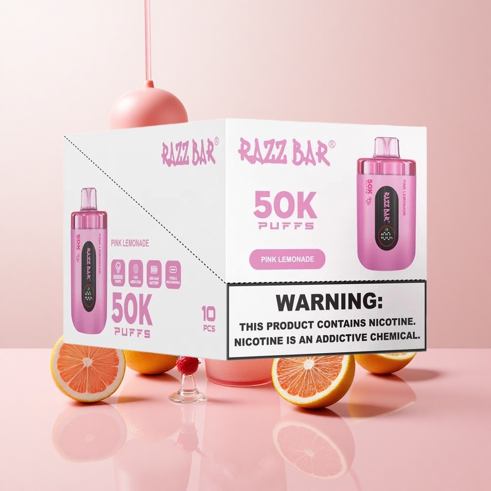 Razz Bar 50K Puffs 使い捨てベイプ ピンクレモネード 50000パフ Type-C充電式