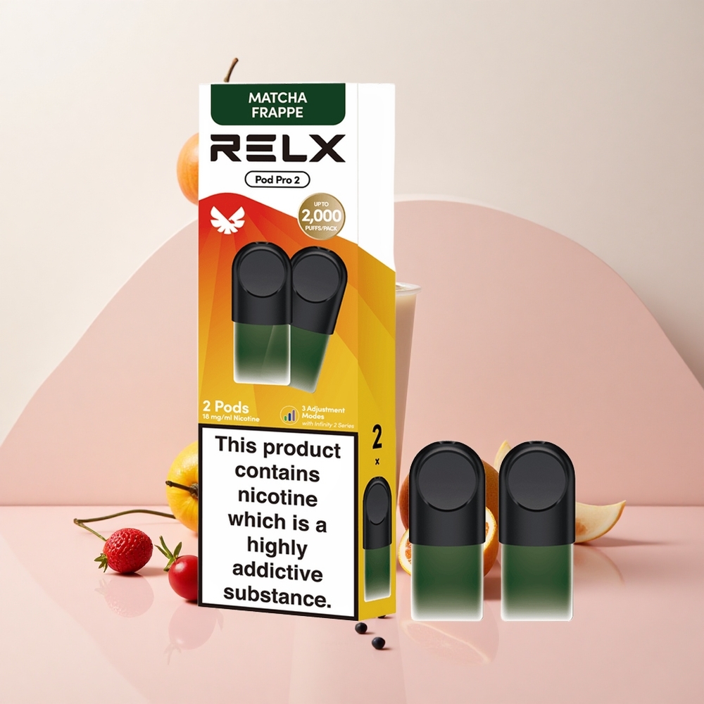 RELX Pod Pro 2 ティーマッチョフラッペ ニコチン含有量1.8% 600パフ 1.9ml 2ポッド/パック 3電圧調整