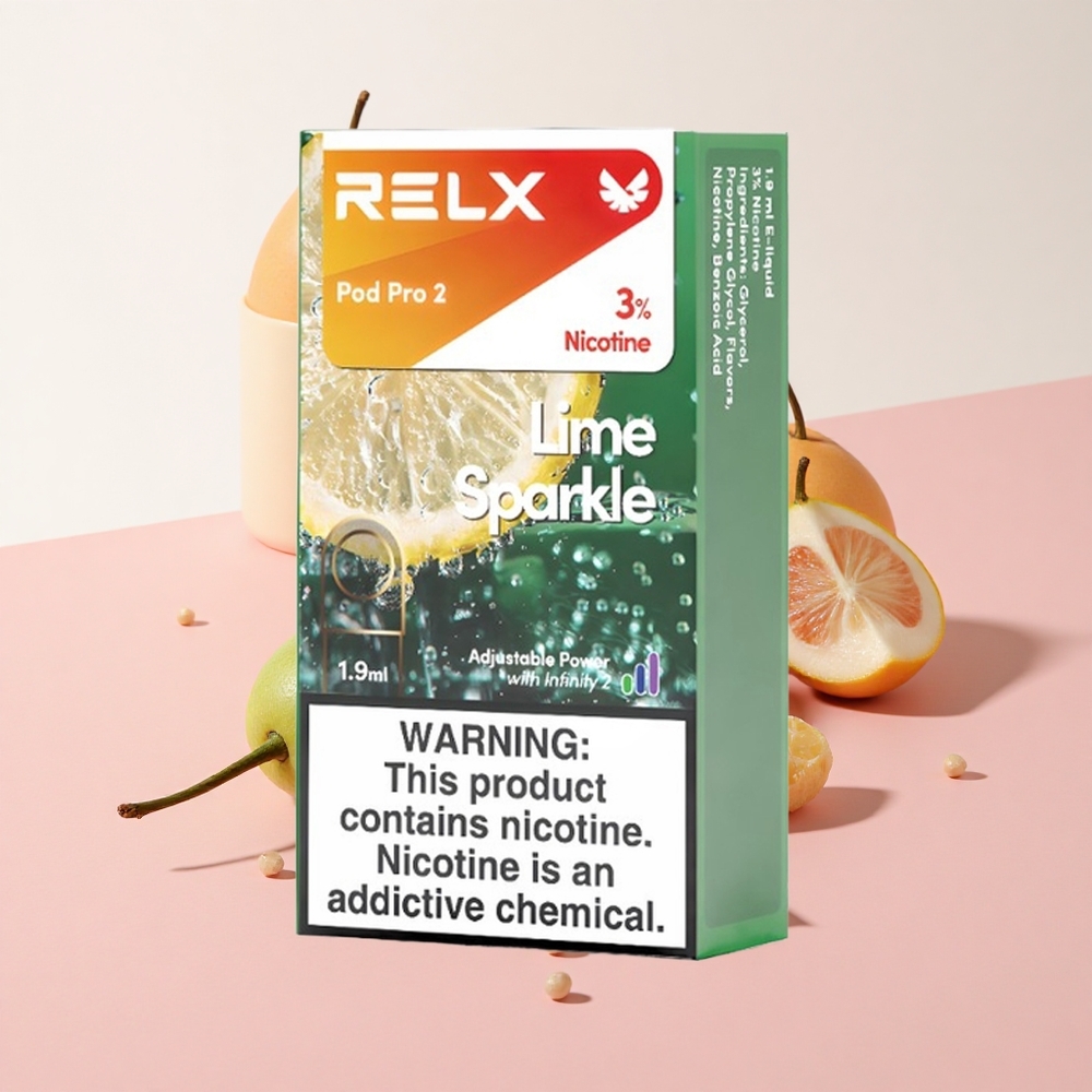 RELX Pod Pro 2 ライムスパークル ニコチン3% 600パフ 1.9ml 3電圧調整